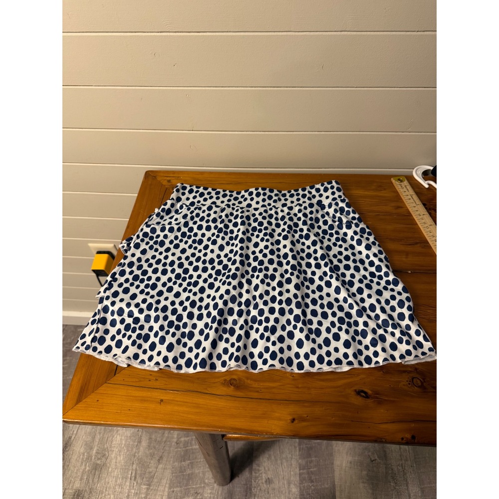 NWOT GARB Girls Golf Skort XLarge Age 11-12 Navy White Polka Dot Ruffle UPF 50‎